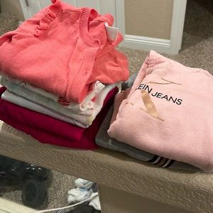 Girls matching top and bottoms, sweats and sweaters